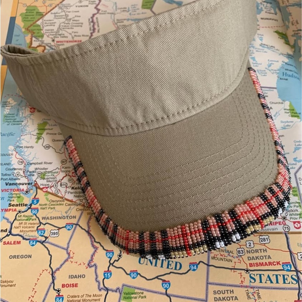 ‘Berkely’ Handmade Seed Bead Twill Visor
